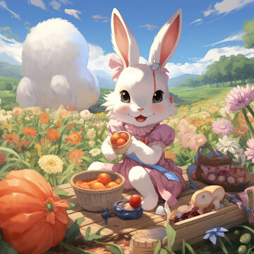 anime bunny picnic