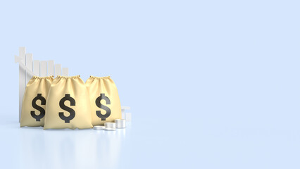 The Money Bag and gold coins for Business concept 3d rendering.