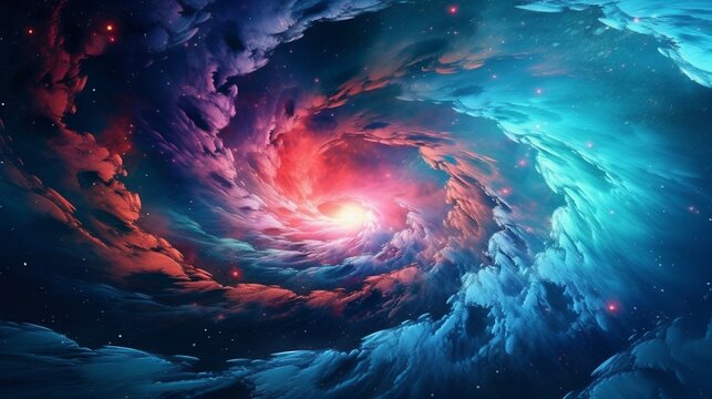 Spiral galaxy space colorful aesthetic vector stars wallpaper image AI generated art