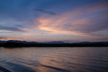 sunset over the lake