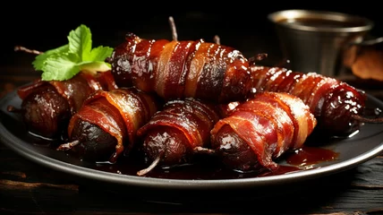 Foto op Canvas Sweet and Savory Bacon-Wrapped Dates © Michael