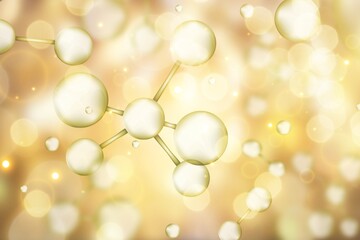 bubble and molecule yellow background for cosmetics product