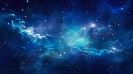Night Dark Blue Sky Universe Filled with Stars Galaxy Nebula Banner