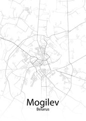 Mogilev or Mahilyow Belarus minimalist map