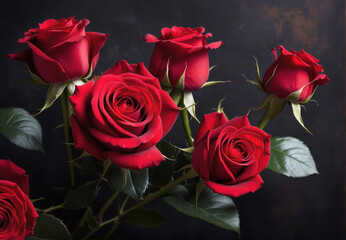 Flowers, red roses on a dark background