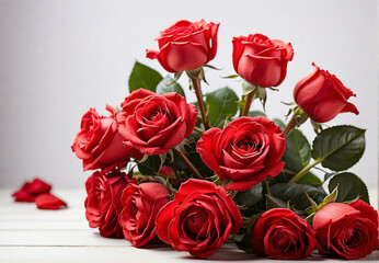 Flowers, red roses on a light background