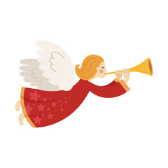 angel trumpets christmas symbol in beautiful merry christmas