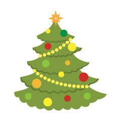 Winter colorful cartoon Christmas tree vector set