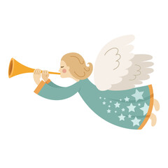 angel with trumpet Vector illustration for Christmas
