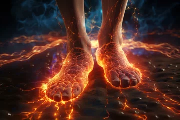 Fotobehang A tingling and burning sensation in the hands and feet, often linked to peripheral neuropathy or diabetes. Concept of diabetic neuropathy. Generative Ai. © Sebastian
