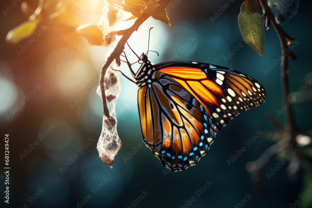 Aufkleber a butterfly emerging from a cocoon, symbolizing the transformative power of evolving concepts. conce