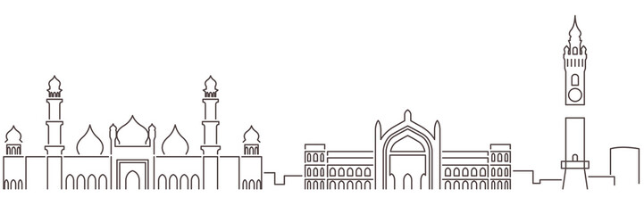 Lucknow Dark Line Simple Minimalist Skyline With White Background