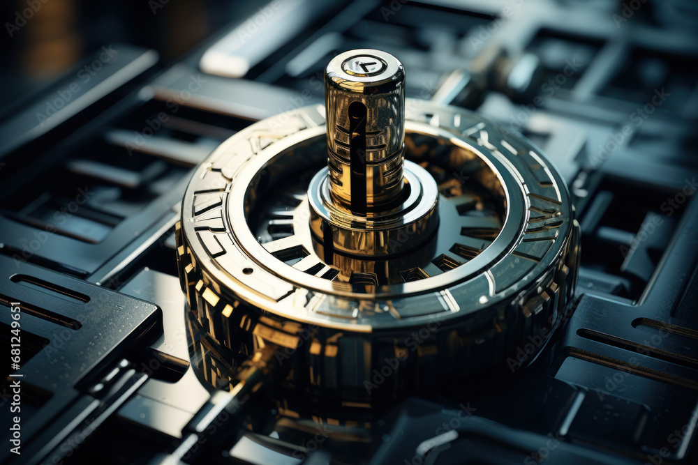 Poster a key turning in a lock, symbolizing the unlocking of new possibilities and insights within conceptu