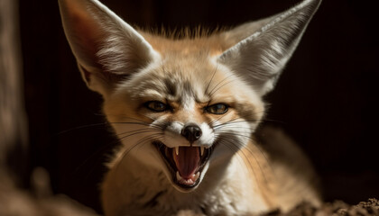 Obraz premium fox sitting wild animal looking the camera nature scene generated by AI