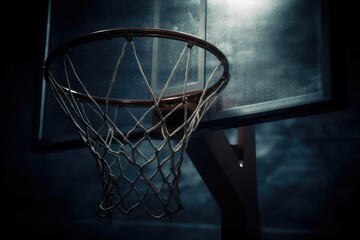 Fototapeta na wymiar Basketball Hoop at Night Generative AI