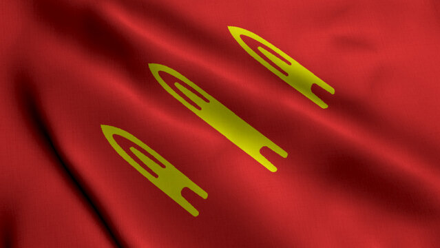 Gamvik Municipality Flag Norway. Waving Fabric Satin Texture Norwegian National Flag of Gamvik 3D Illustration. Real Texture Flag of the Gamvik Municipality in the Norway.
