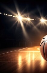 Majestic Basketball Ready for Action on a Vibrant Basketball Court Generative AI