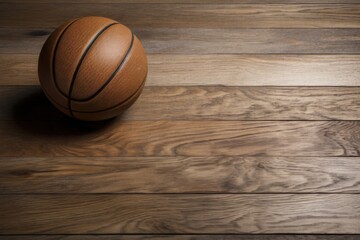 Mighty Hoop Rests on the Gleaming Hardwood Ready for Action Generative AI