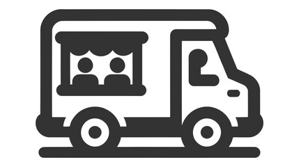 Street food truck icon template. Vector line trade van illustration. Mobile cafe car logo background.