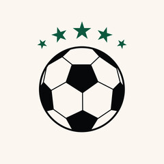 Score big with our vector football ball and 5 stars icon logo. A symbol of excellence and triumph, perfect for showcasing sporting prowess in style.
