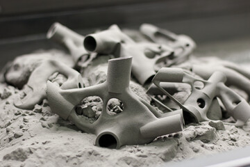 3D printed parts designed by structural generative design, topology optimization - obrazy, fototapety, plakaty