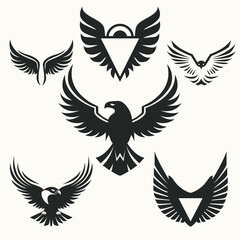Elevate your designs with our versatile vector set of eagle emblems. Symbolizing strength and freedom, these graphics add majestic flair to any project.