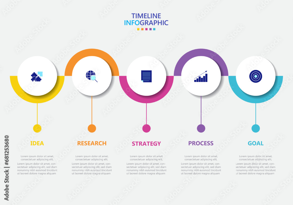 Poster infographic template for business. modern timeline infograph with 5 steps.