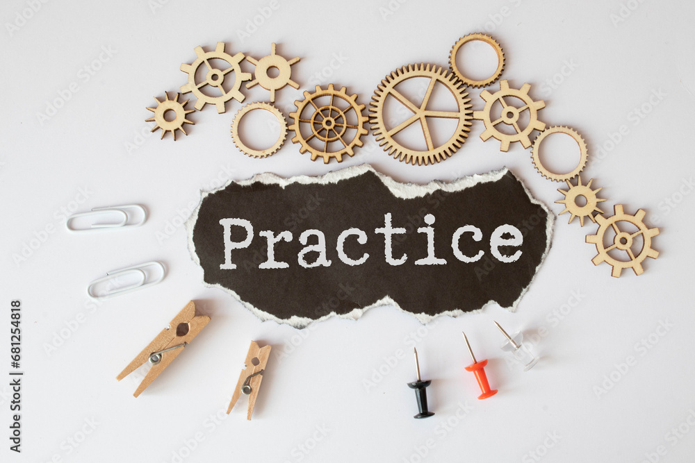 Poster practice word made with building blocks