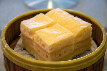 Ma Lai Gao also known as Malay cake served at dim sum restaurant