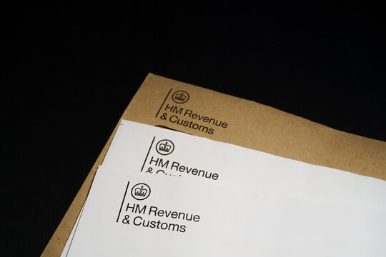 HM Revenue and Customs (HMRC) logos seen on the authentic HMRC tax related letters. Stafford, UK, November 20, 2023