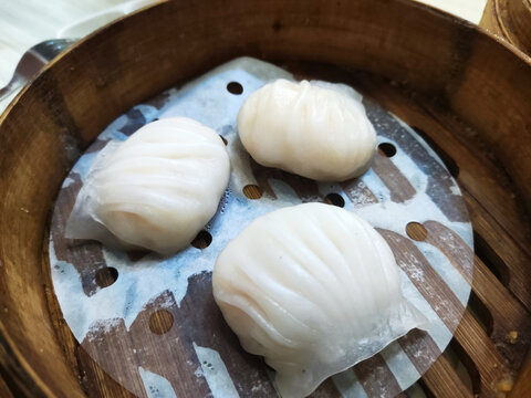 Chinese dim sum with shrimp stuffed dumpling