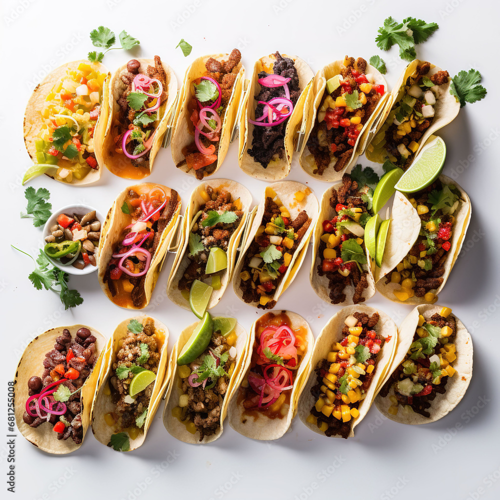 Poster tacos food with white background l