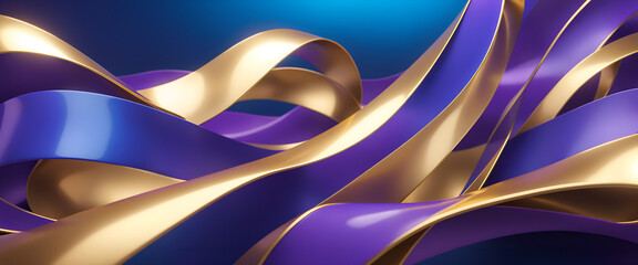 Close-up colorful wave 3D Render abstract ribbon.