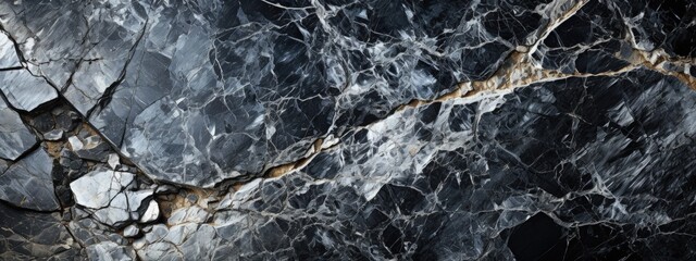 Elegant Black Marble Surface with White and Gray Veins