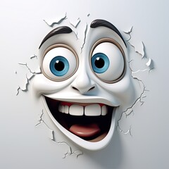 Joker cartoon face mask in white background, Laughing funny cartoon face expression joker