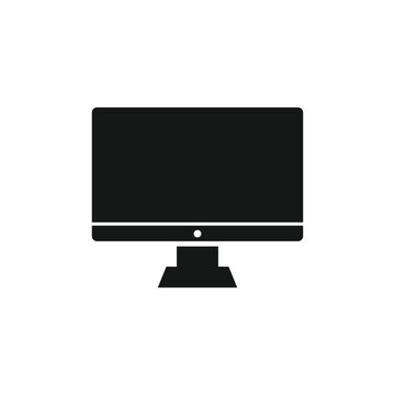 Computer monitor screen flat design vector icon silhouette