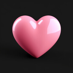 Shiny pink heart on a black background