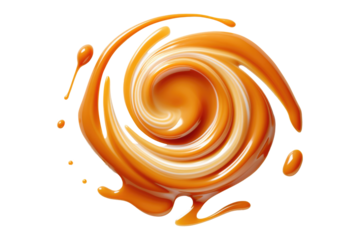 A caramel swirl isolated on transparent background.