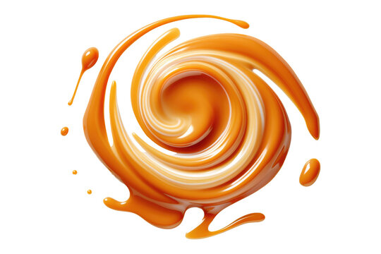 A caramel swirl isolated on transparent background.