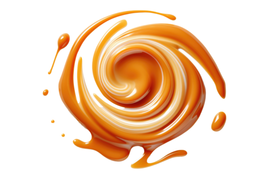 A caramel swirl isolated on transparent background.