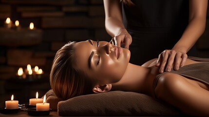 Obraz premium Experienced Masseuse Soothingly Releases Neck Tension, Bringing Relaxation and Stress Relief