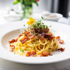 delicious spaghetti on a white background