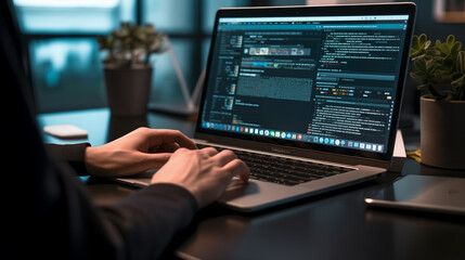 Closeup coding and programing for web development and web design concept using laptop on the table. Source concept. Programming concept. Development concept.