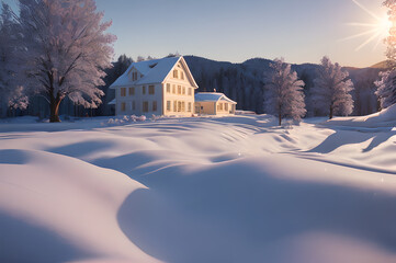 Obraz premium Winter cozy and atmospheric landscape,Generative AI
