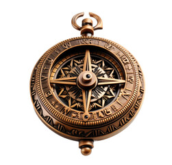 a vintage brass Compass, top view, in an outdoor-themed, isolated, and transparent PNG photorealistic illustration. Generative ai