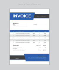 Minimal invoice form template vector design.