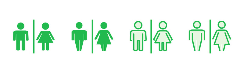 Toilet icon set. restrooms icon vector. bathroom sign. wc, lavatory