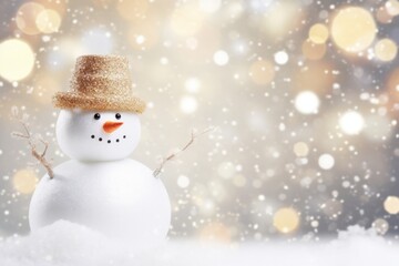 Christmas winter smiling happy snowman frosty snow new year celebration holiday cute decoration greeting december eve face funny white snowball with scarf hat carrot xmas festivity shiny flakes smile
