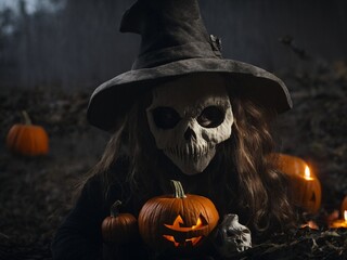 halloween pumpkin with hat