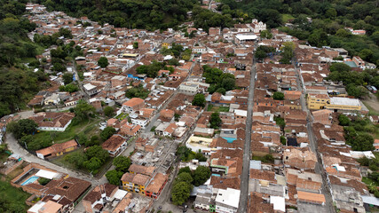 Liborina, Antioquia - Colombia. November 15, 2023. Aerial view with drone of the municipality located in the western region of the department